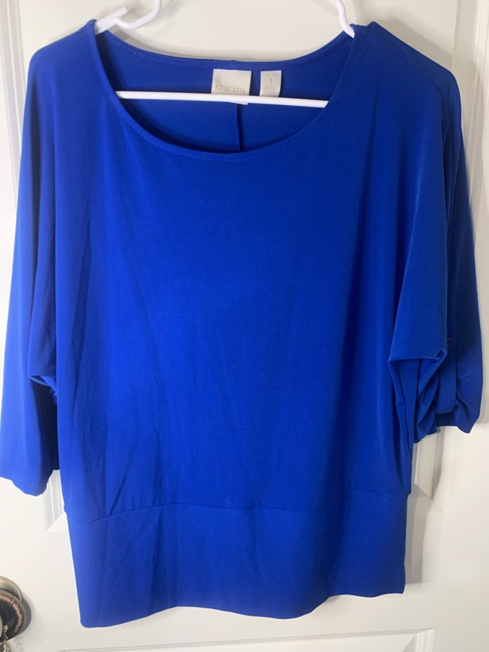 Chico's Vibrant Cobalt Blue Draped Boatneck Top